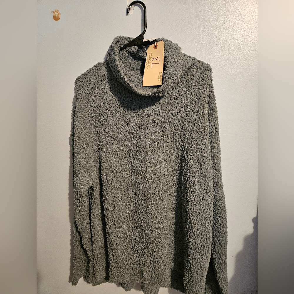 Light blue cowl long sleeve
